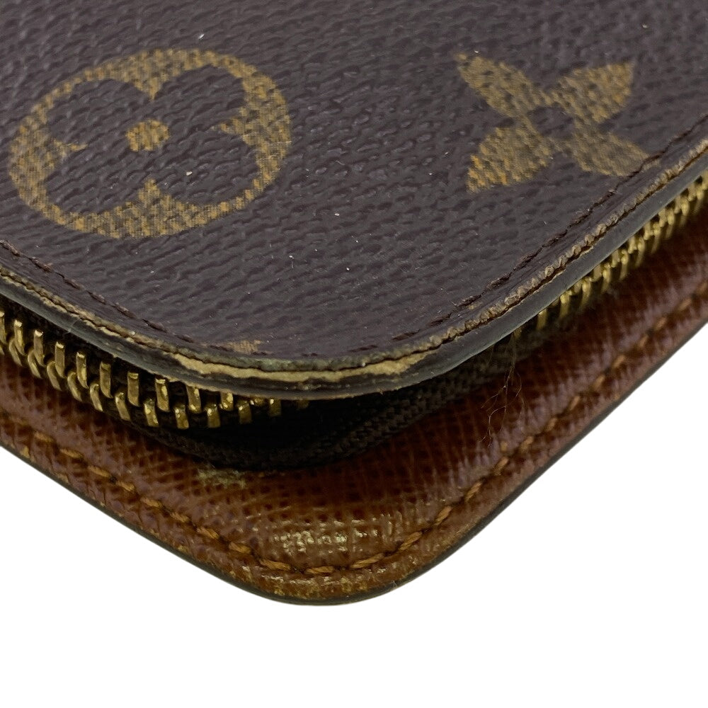 LOUIS VUITTON Long Wallet Purse M61727 leather Brown Monogram Porto Monezup(Unisex) Used Authentic