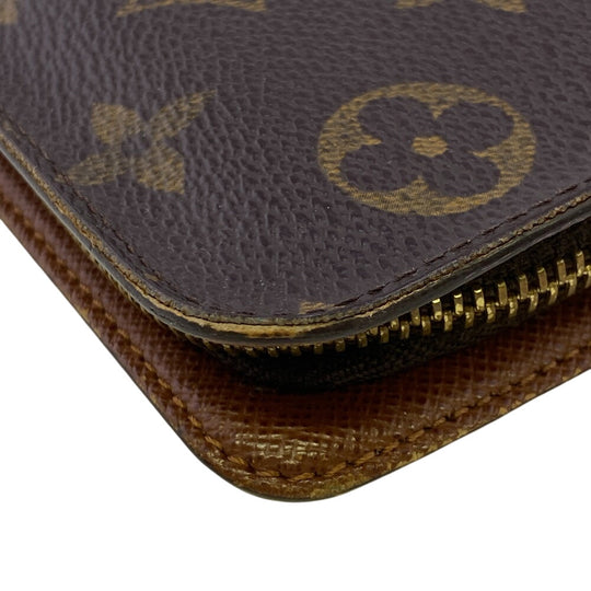 LOUIS VUITTON Long Wallet Purse M61727 leather Brown Monogram Porto Monezup(Unisex) Used Authentic