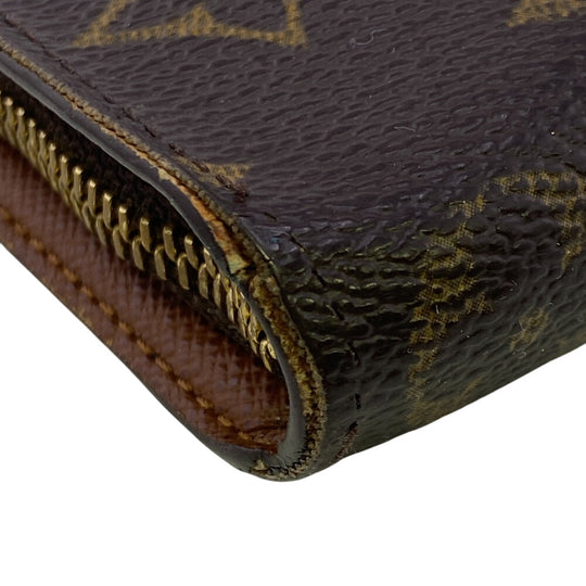 LOUIS VUITTON Long Wallet Purse M61727 leather Brown Monogram Porto Monezup(Unisex) Used Authentic