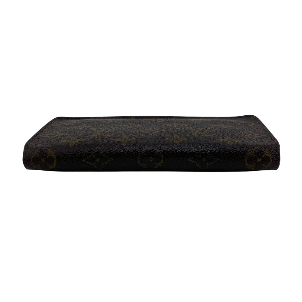 LOUIS VUITTON Long Wallet Purse M61727 leather Brown Monogram Porto Monezup(Unisex) Used Authentic