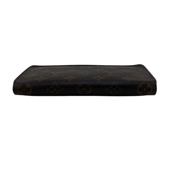 LOUIS VUITTON Long Wallet Purse M61727 leather Brown Monogram Porto Monezup(Unisex) Used Authentic