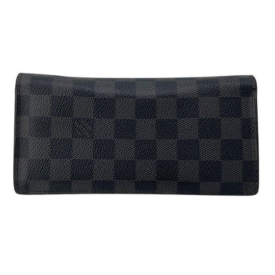 LOUIS VUITTON Long Wallet Purse N62665 leather black Damier Braza Portefeuille(Unisex) Used Authentic