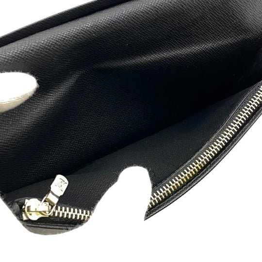 LOUIS VUITTON Long Wallet Purse N62665 leather black Damier Braza Portefeuille(Unisex) Used Authentic