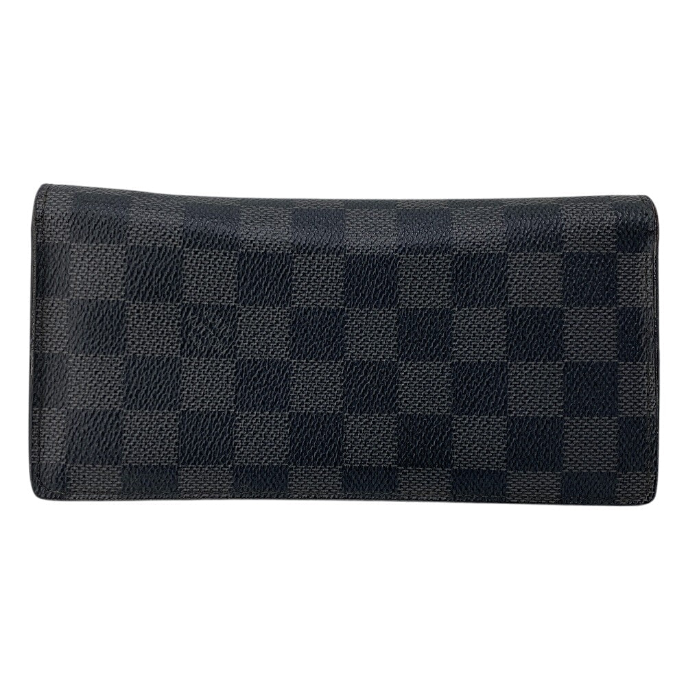 LOUIS VUITTON Long Wallet Purse N62665 leather black Damier Braza Portefeuille(Unisex) Used Authentic