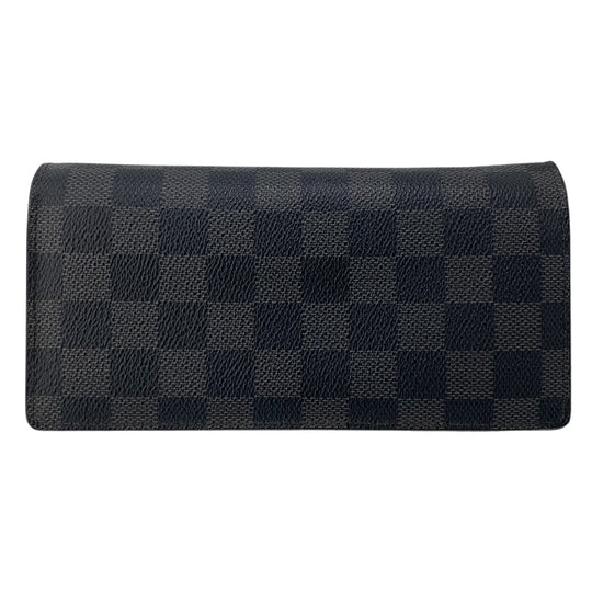 LOUIS VUITTON Long Wallet Purse N62665 leather black Damier Braza Portefeuille(Unisex) Used Authentic