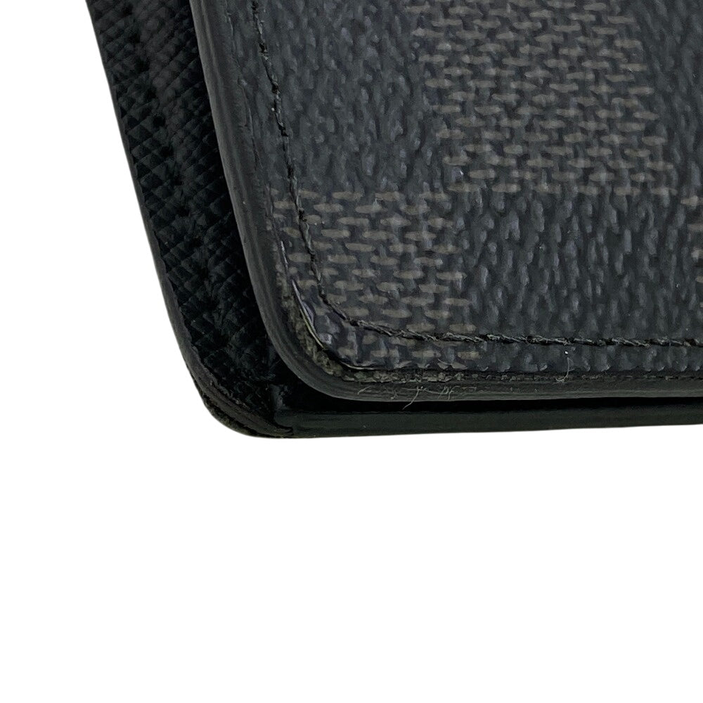 LOUIS VUITTON Long Wallet Purse N62665 leather black Damier Braza Portefeuille(Unisex) Used Authentic