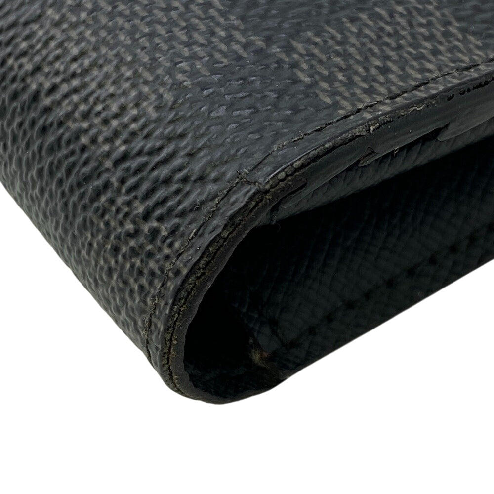 LOUIS VUITTON Long Wallet Purse N62665 leather black Damier Braza Portefeuille(Unisex) Used Authentic