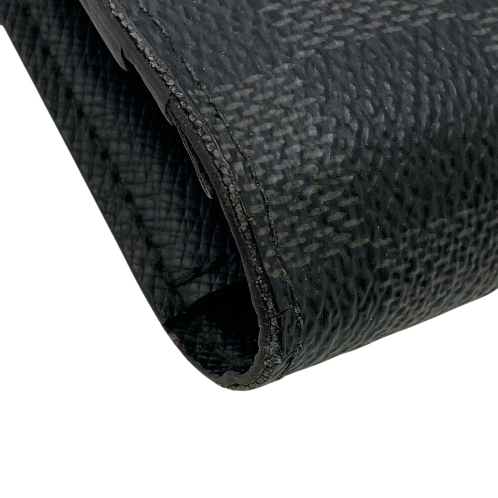 LOUIS VUITTON Long Wallet Purse N62665 leather black Damier Braza Portefeuille(Unisex) Used Authentic