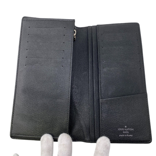 LOUIS VUITTON Long Wallet Purse N62665 leather black Damier Braza Portefeuille(Unisex) Used Authentic
