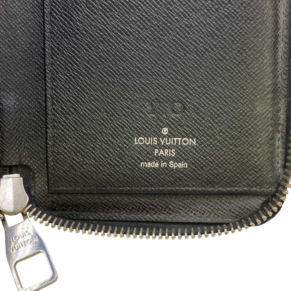 LOUIS VUITTON Long Wallet Purse N63095 leather black Damier Grafitte Zippy Wallet Vertical(Unisex) Used Authentic
