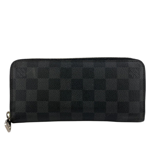 LOUIS VUITTON Long Wallet Purse N63095 leather black Damier Grafitte Zippy Wallet Vertical(Unisex) Used Authentic