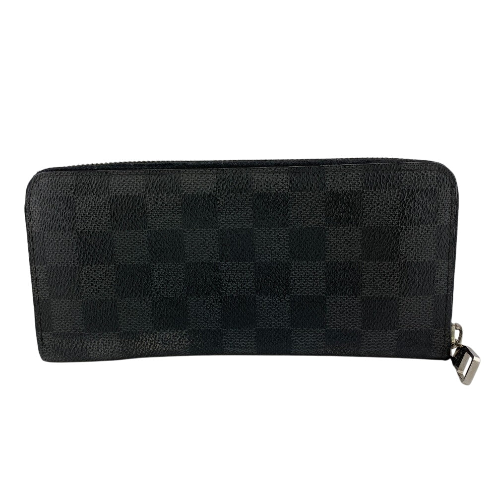 LOUIS VUITTON Long Wallet Purse N63095 leather black Damier Grafitte Zippy Wallet Vertical(Unisex) Used Authentic