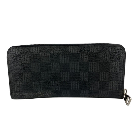 LOUIS VUITTON Long Wallet Purse N63095 leather black Damier Grafitte Zippy Wallet Vertical(Unisex) Used Authentic