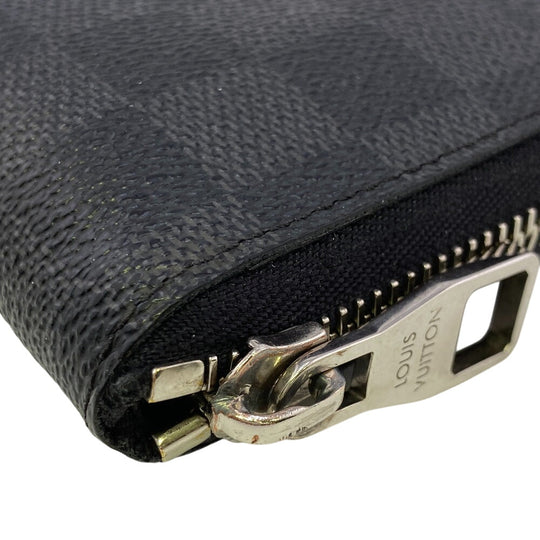 LOUIS VUITTON Long Wallet Purse N63095 leather black Damier Grafitte Zippy Wallet Vertical(Unisex) Used Authentic