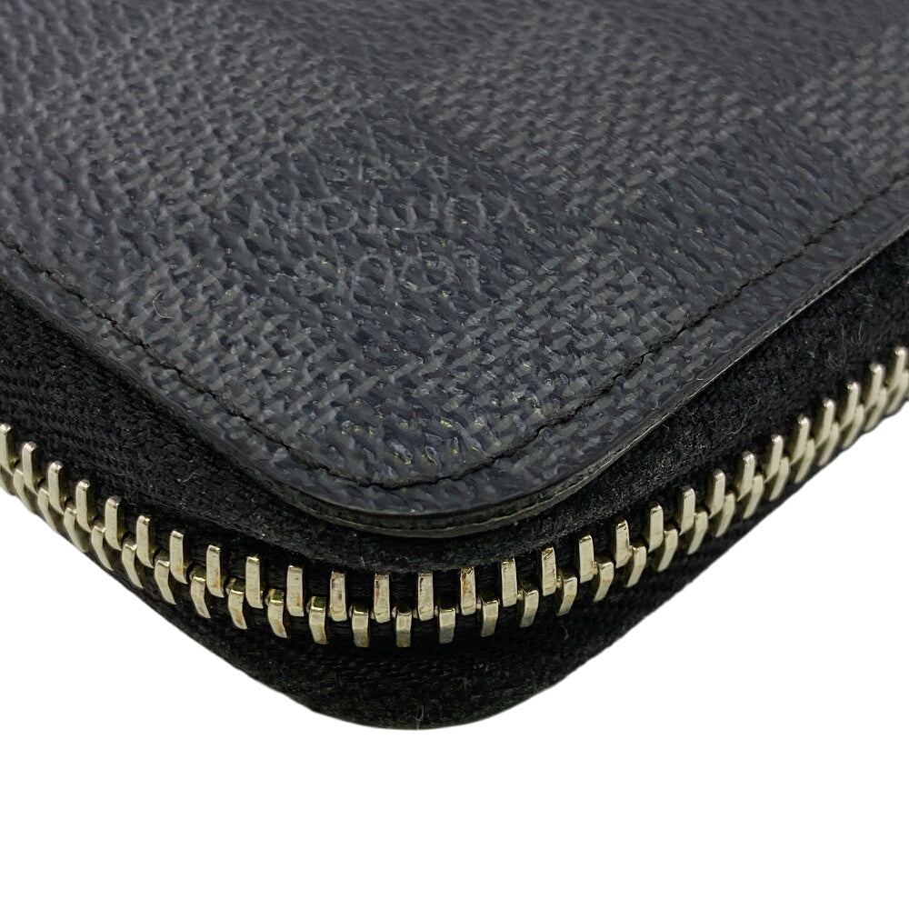 LOUIS VUITTON Long Wallet Purse N63095 leather black Damier Grafitte Zippy Wallet Vertical(Unisex) Used Authentic