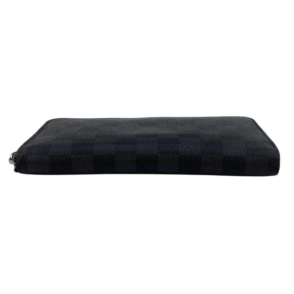 LOUIS VUITTON Long Wallet Purse N63095 leather black Damier Grafitte Zippy Wallet Vertical(Unisex) Used Authentic