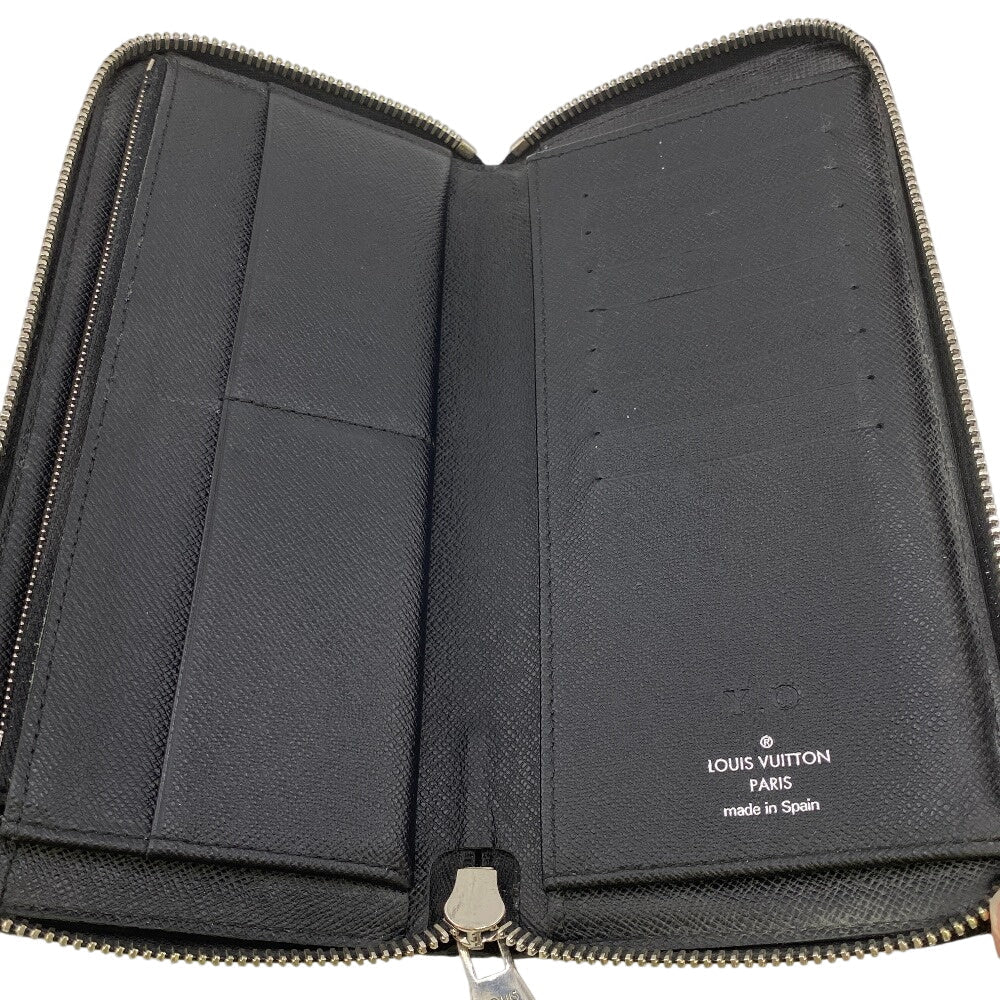 LOUIS VUITTON Long Wallet Purse N63095 leather black Damier Grafitte Zippy Wallet Vertical(Unisex) Used Authentic
