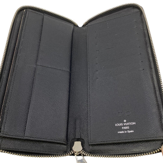 LOUIS VUITTON Long Wallet Purse N63095 leather black Damier Grafitte Zippy Wallet Vertical(Unisex) Used Authentic