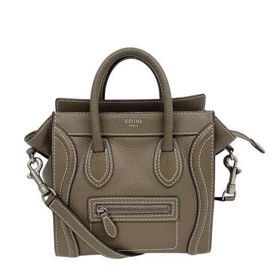 CELINE Handbag leather Gurege 2WAY Luggage nano shopper Women Used Authentic