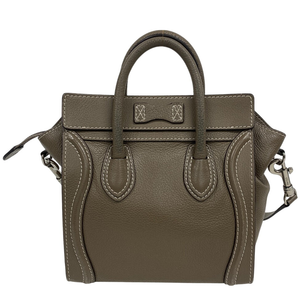 CELINE Handbag leather Gurege 2WAY Luggage nano shopper Women Used Authentic