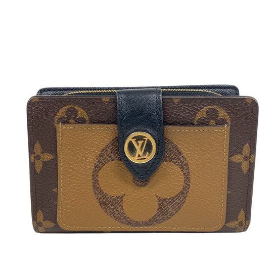 LOUIS VUITTON Bifold Wallet M69432 leather Brown Portefeuille Monogram reverse Juliet Women Used Authentic