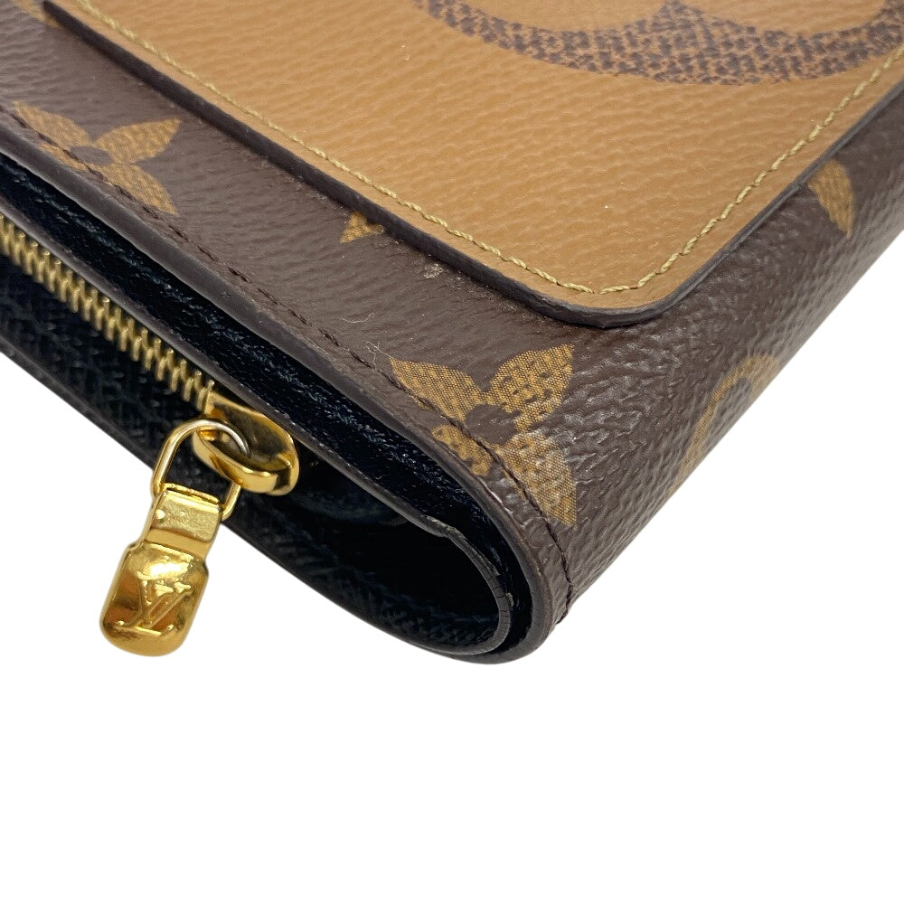 LOUIS VUITTON Bifold Wallet M69432 leather Brown Portefeuille Monogram reverse Juliet Women Used Authentic