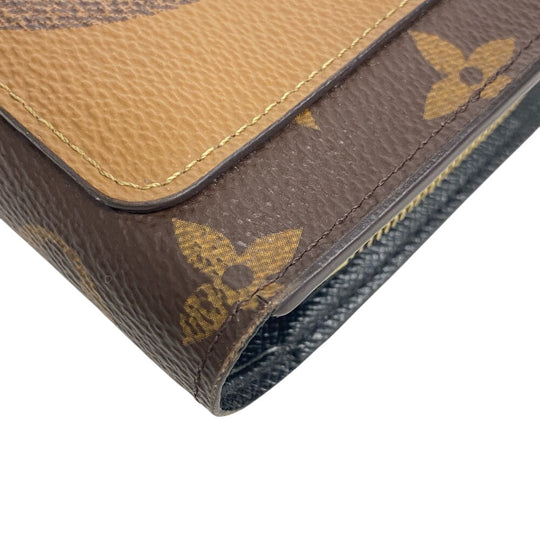 LOUIS VUITTON Bifold Wallet M69432 leather Brown Portefeuille Monogram reverse Juliet Women Used Authentic