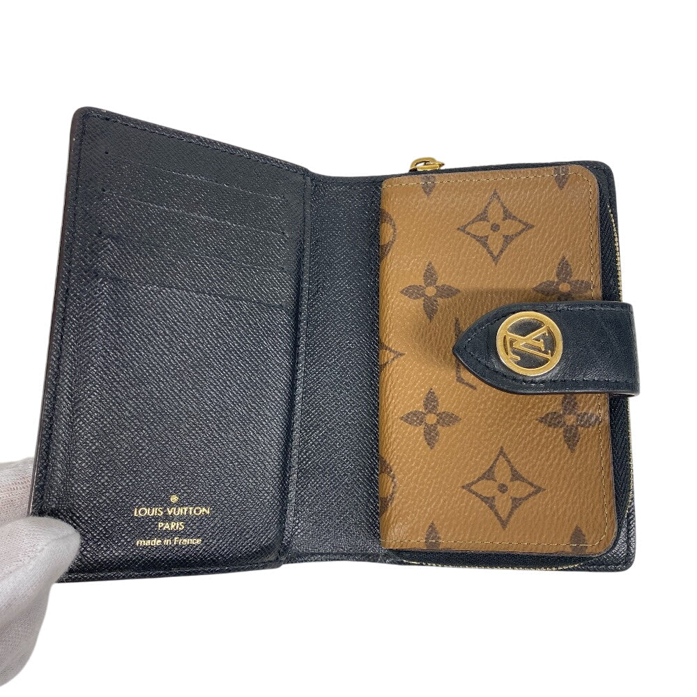 LOUIS VUITTON Bifold Wallet M69432 leather Brown Portefeuille Monogram reverse Juliet Women Used Authentic