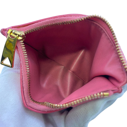 BOTTEGAVENETA Bifold Wallet leather pink cassette medium Women Used Authentic