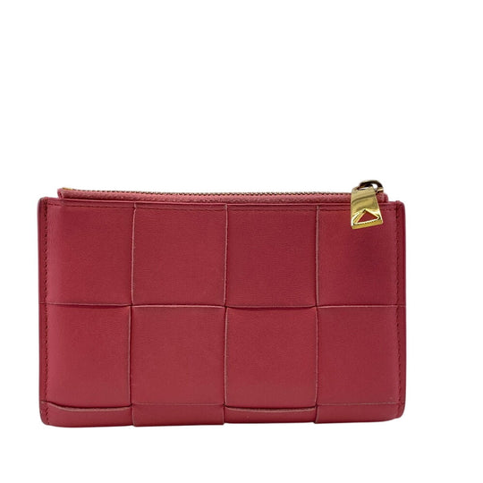 BOTTEGAVENETA Bifold Wallet leather pink cassette medium Women Used Authentic