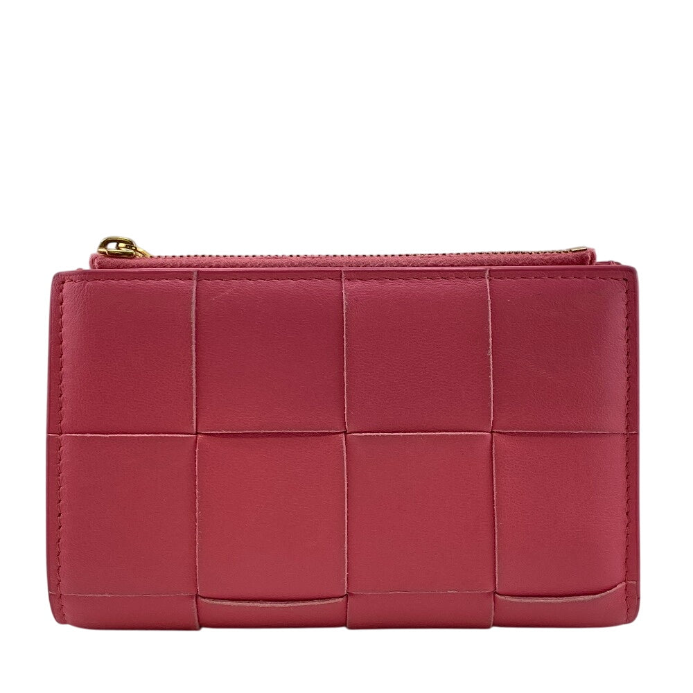 BOTTEGAVENETA Bifold Wallet leather pink cassette medium Women Used Authentic