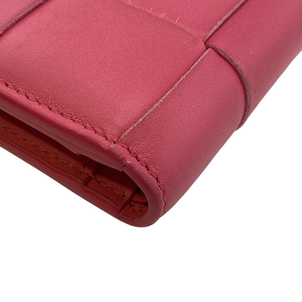 BOTTEGAVENETA Bifold Wallet leather pink cassette medium Women Used Authentic