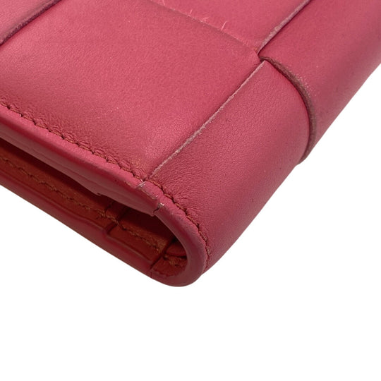 BOTTEGAVENETA Bifold Wallet leather pink cassette medium Women Used Authentic