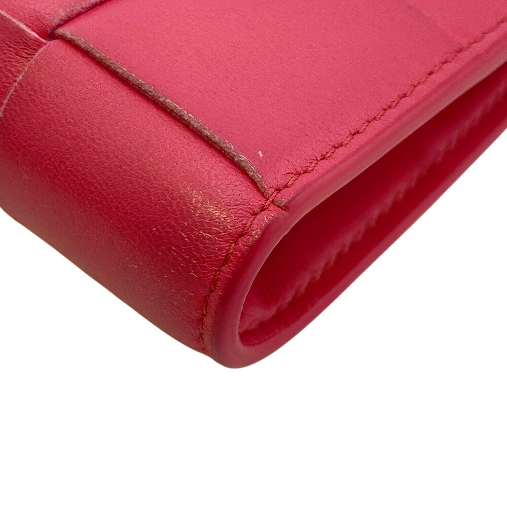 BOTTEGAVENETA Bifold Wallet leather pink cassette medium Women Used Authentic