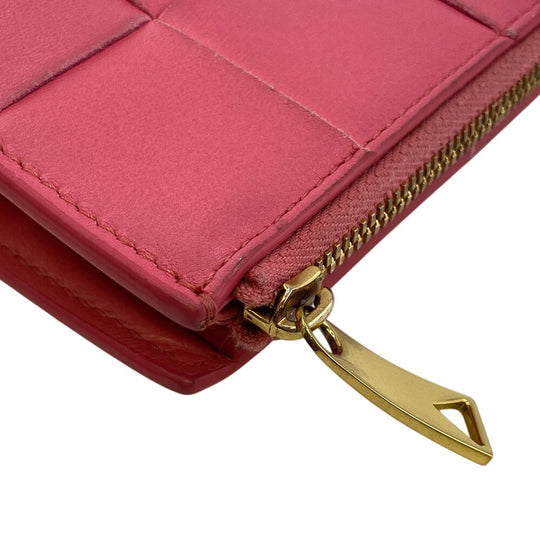 BOTTEGAVENETA Bifold Wallet leather pink cassette medium Women Used Authentic