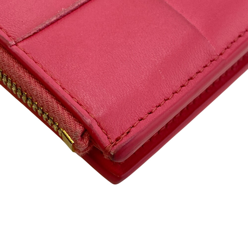 BOTTEGAVENETA Bifold Wallet leather pink cassette medium Women Used Authentic