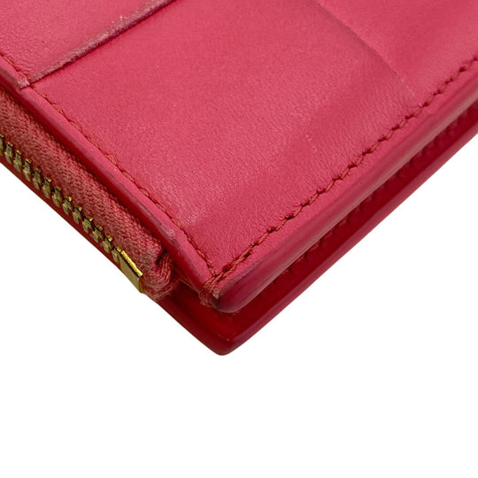 BOTTEGAVENETA Bifold Wallet leather pink cassette medium Women Used Authentic