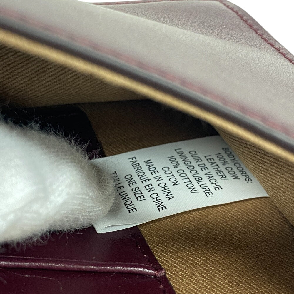 POLO RALPH LAUREN Shoulder Bag leather wine-red Chain wallet Polo ID Women Used Authentic