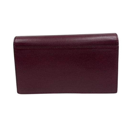 POLO RALPH LAUREN Shoulder Bag leather wine-red Chain wallet Polo ID Women Used Authentic