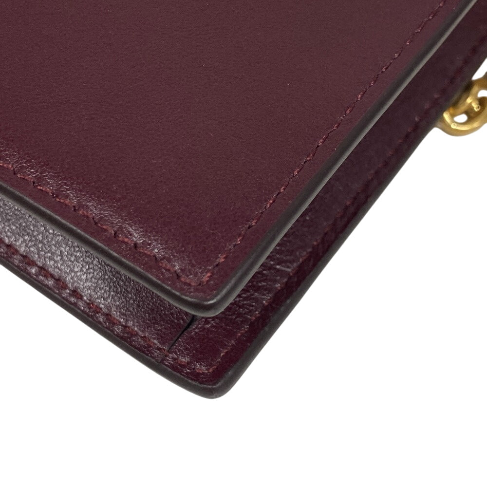 POLO RALPH LAUREN Shoulder Bag leather wine-red Chain wallet Polo ID Women Used Authentic