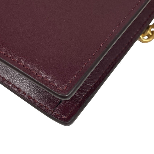 POLO RALPH LAUREN Shoulder Bag leather wine-red Chain wallet Polo ID Women Used Authentic