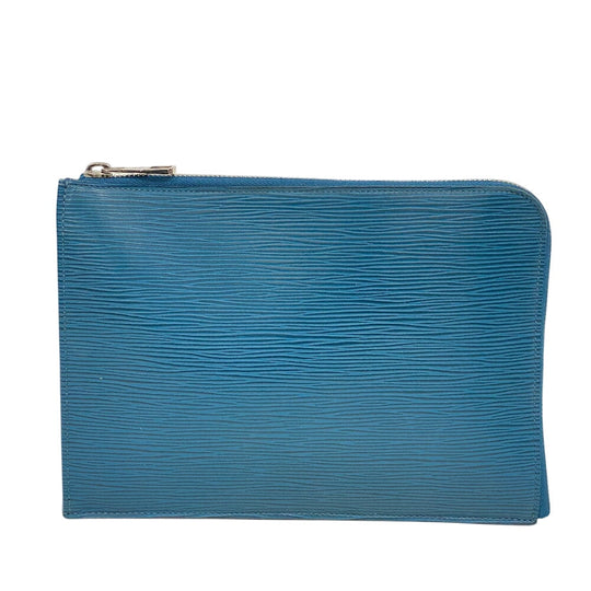 LOUIS VUITTON Clutch bag M58842 leather turquoise blue Epi Pochette Jules PM mens Used Authentic