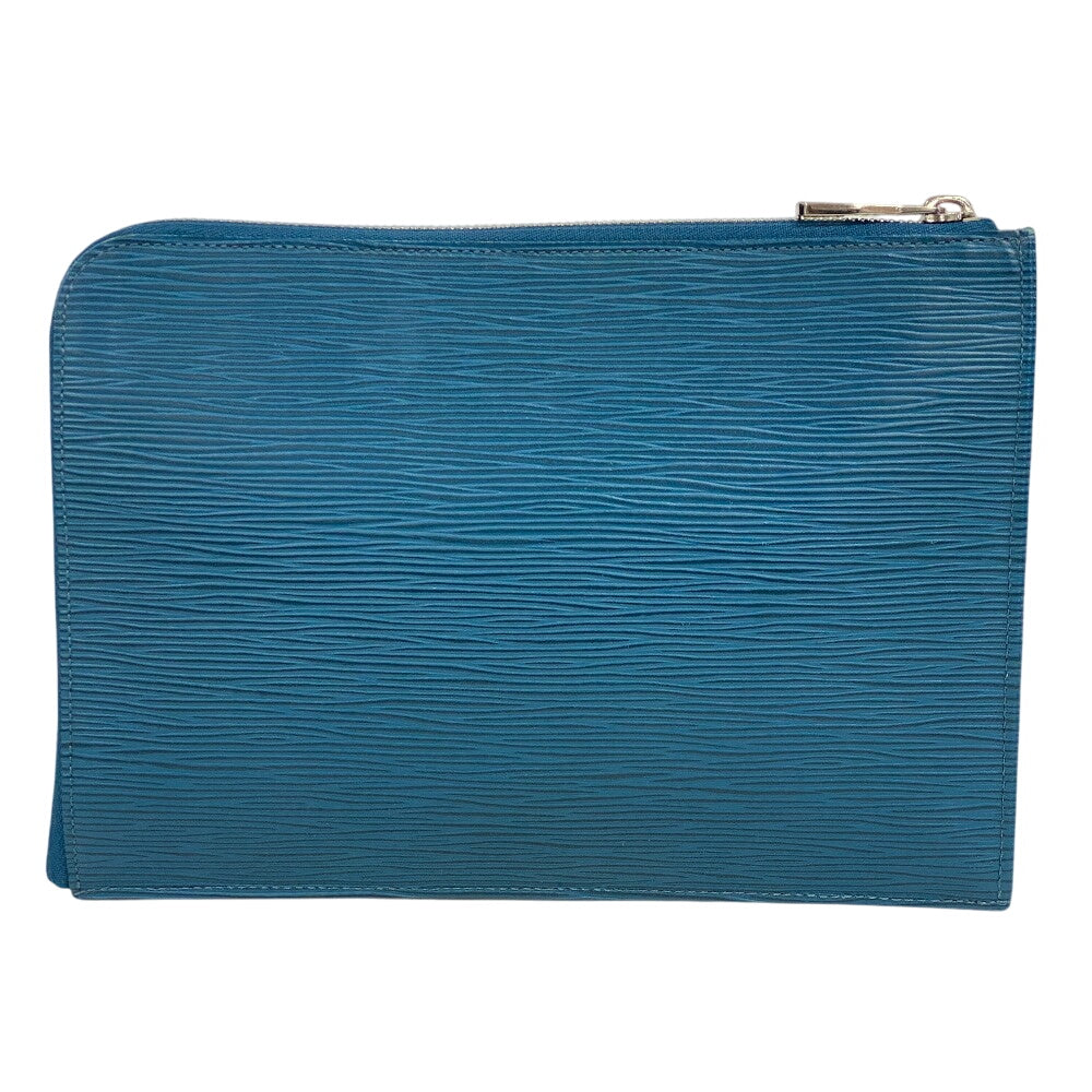 LOUIS VUITTON Clutch bag M58842 leather turquoise blue Epi Pochette Jules PM mens Used Authentic