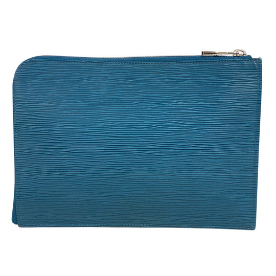 LOUIS VUITTON Clutch bag M58842 leather turquoise blue Epi Pochette Jules PM mens Used Authentic