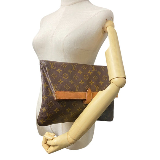 LOUIS VUITTON Clutch bag M51805 leather Brown Pochette Monogram Pliant unisex(Unisex) Used Authentic