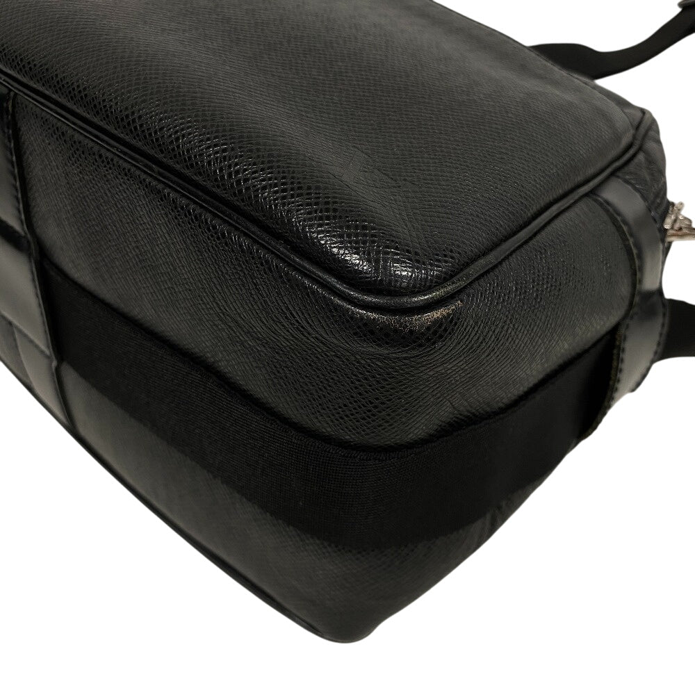 LOUIS VUITTON Shoulder Bag M30152 leather black Taiga reporter mens Used Authentic