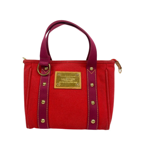 LOUIS VUITTON Handbag M40037 canvas Red With logo Antigua Kava PM Women Used Authentic