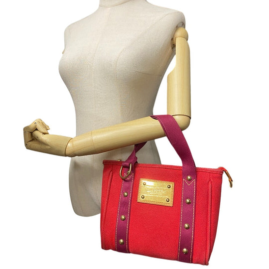 LOUIS VUITTON Handbag M40037 canvas Red With logo Antigua Kava PM Women Used Authentic