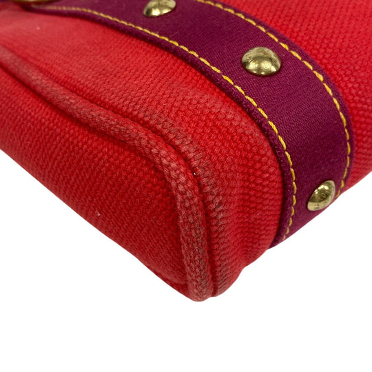 LOUIS VUITTON Handbag M40037 canvas Red With logo Antigua Kava PM Women Used Authentic