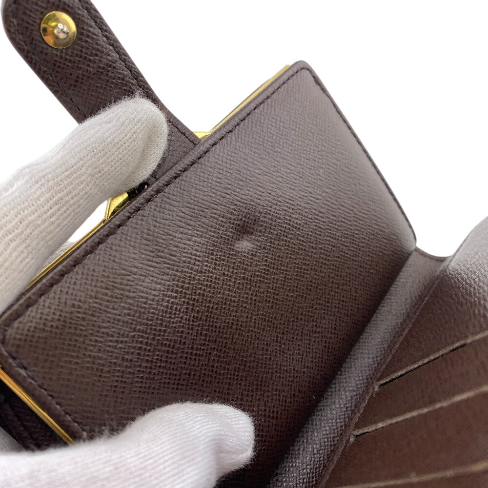 LOUIS VUITTON Bifold Wallet N61674 PVC Brown Gamaguchi Damier Portefeuille Viennoiserie Women Used Authentic